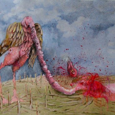 Pink Vulture, 11x22 inches, mixed media on paper