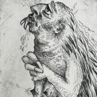 The Groveler, 7 x 5 inches, etching, oil-based ink on paper